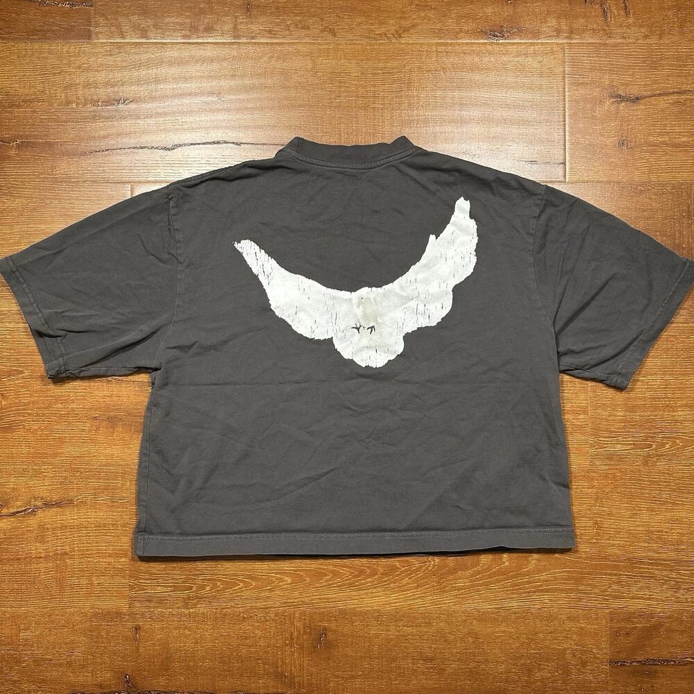 YZY x GAP Yeezy Balenciaga Crop T Shirt Gray XL Dove 3/4 Sleeve Boxy Designer